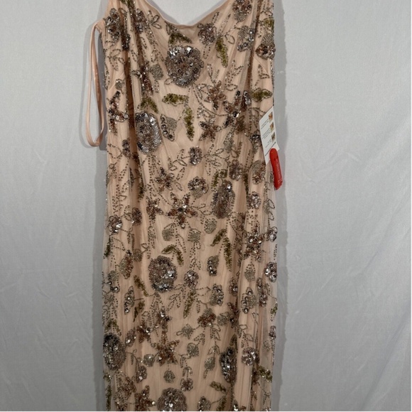 NWT $498 Mac Duggal [ 8 ] Hand Beaded Floral Spaghetti Strap Gown in‎ Rose Pink - Picture 5 of 13